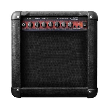 Gitar yükselticisi beyaz arkaplanda izole edildi