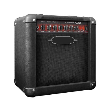 Gitar yükselticisi beyaz arkaplanda izole edildi