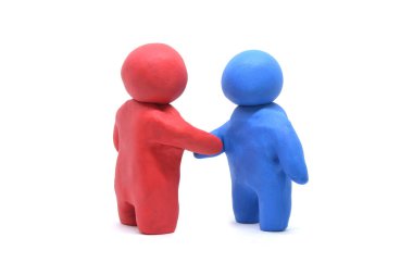 Beyaz arka planda izole edilmiş iki insan plastiksi.