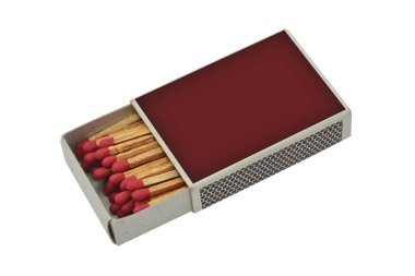 Beyaz arkaplanda kibrit kutusu