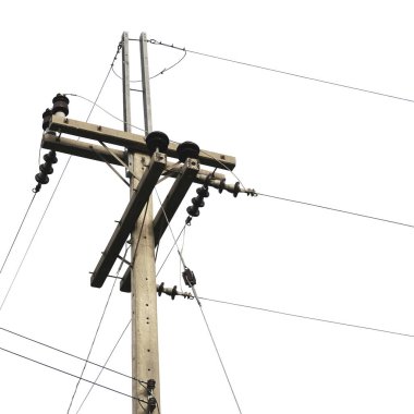 elektrik direği beyaz arkaplanda izole edildi