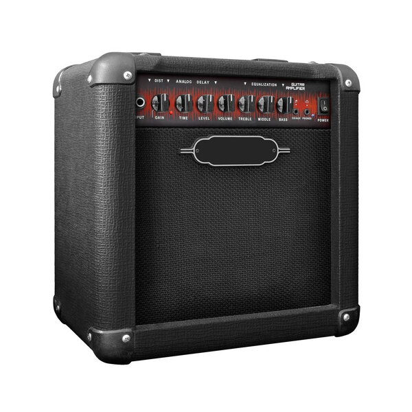 Guitar amplifier isolated on white background