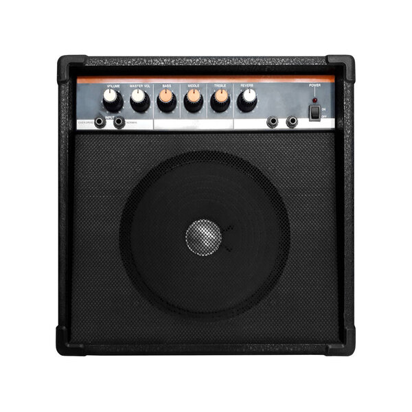 Vintage guitar amplifier isolated on white background