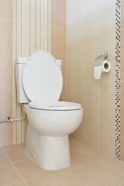 Bílá Toaletní Mísa Moderní Koupelně — Stock fotografie