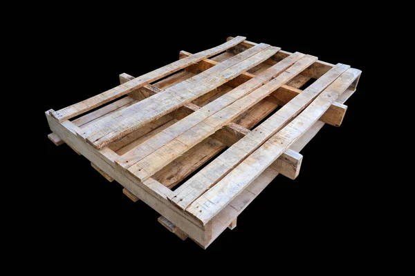 Holzpalette Isoliert Auf Schwarzem Hintergrund — Stockfoto