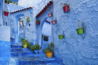 Chefchaouen güzel mavi Medine, Fas incisi.