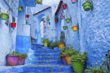 Chefchaouen güzel mavi Medine, Fas incisi.