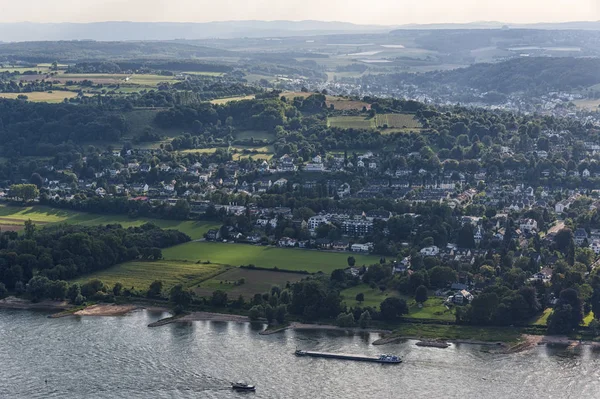 Panorama Utsikt Från Drachenburg Drachenfelsen Till Floden Rhen Och Rhenlandet — Stockfoto