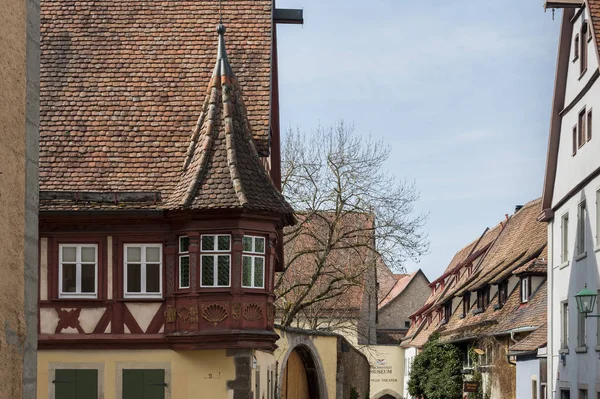 Ρότενμπουργκ Ομπ Ντερ Τάουμπερ Γερμανία Μαρτίου 2018 Ιστορικές Πολύχρωμες Κατοικίες — Φωτογραφία Αρχείου