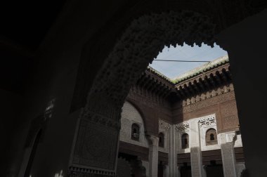 Meknes, Fas - 18 Şubat 2017: Madras Bou Inania iç mekan, Meknes, Fas.