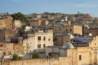 Fes El Bali Antik Medine Chouwara Deri Geleneksel Tabakhane yakın Fez Panorama, Fas - Kuzey Afrika