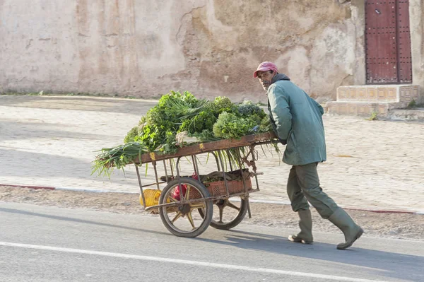 Meknes Morocco Fevereiro 2017 Homem Não Identificado Caminhando Rua Meknes — Fotografia de Stock