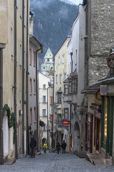 Hall Tirol Österrike December 2018 Traditionella Byggnader Och Färgglada Fasader — Stockfoto