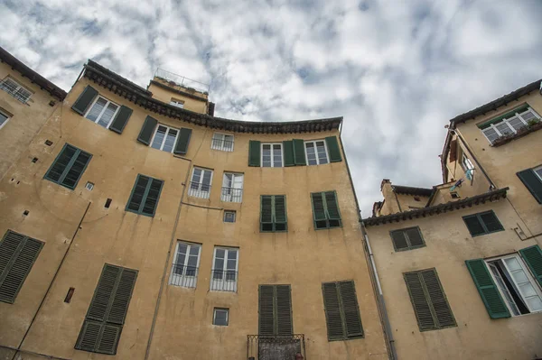 Lucca Toscana Itália Famosa Praça Medieval Conhecida Como Piazza Anfiteatro — Fotografia de Stock