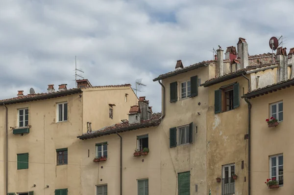 Lucca Toscana Itália Famosa Praça Medieval Conhecida Como Piazza Anfiteatro — Fotografia de Stock