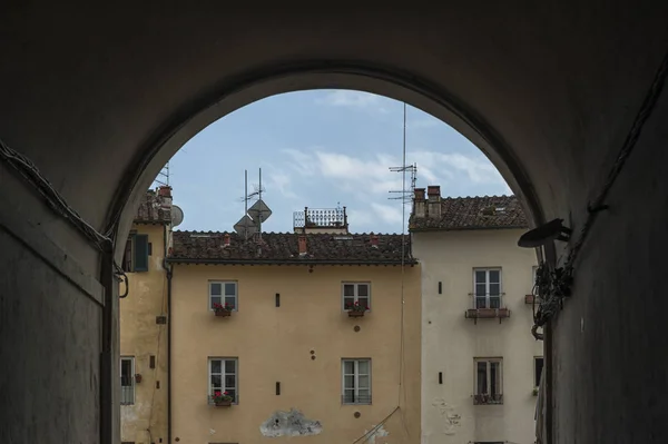 Lucca Toscana Itália Famosa Praça Medieval Conhecida Como Piazza Anfiteatro — Fotografia de Stock