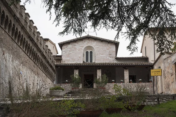 Nádherný Kostel Svatého Severina Italském Středověkém Městečku Spello Perugia Oblasti — Stock fotografie