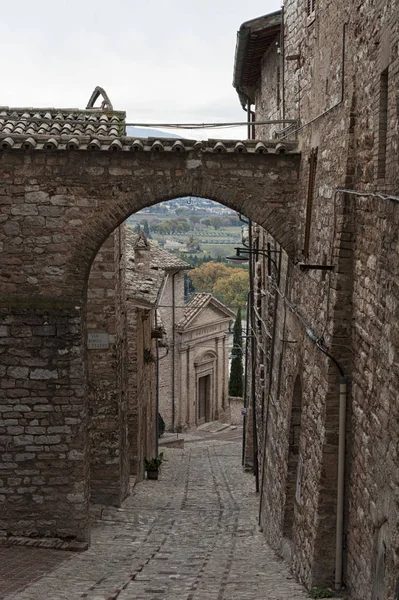 Nádherná Tradiční Italská Středověká Ulička Historickém Centru Krásného Městečka Spello — Stock fotografie
