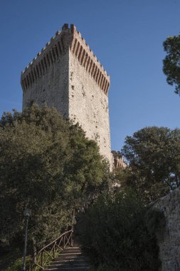 Rocca del Leone, Castiglione del Lago ortaçağ kalesi, Trasimeno Gölü - Umbria/İtalya, Bir kulenin ayrıntıları
