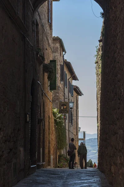 Pienza Toskánsko Itálie Října 2016 Nedefinovaný Národ Krásném Starém Středověkém — Stock fotografie