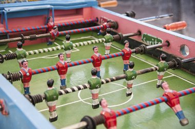 Antik ve vintage Bolivya eski ahşap klasik yaşlı Futbol futbol masası - Sucre, Bolivya
