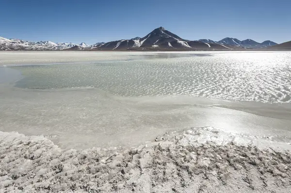 Laguna Blanca Laguna Bianca Vulcano Licancabur Bolivia Bellissimo Panorama Boliviano — Foto Stock