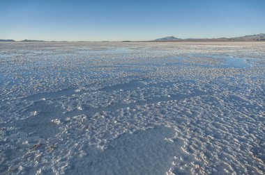 Colchani yakınlarındaki Salar de Uyuni. Dünya Unesco Dünya Mirası Listesi'ndeki en büyük tuz düzüdür - Altiplano, Bolivya