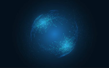 Yenilikçi noktaları ve çizgi iletişim konseptini birleştiren soyut arkaplan