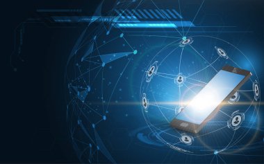 Modern küresel ağ bağlantısı akıllı telefon teknolojisi kavramı