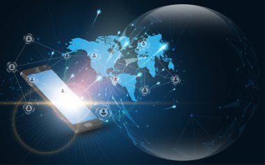 Modern küresel ağ bağlantısı akıllı telefon teknolojisi kavramı