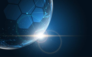 Küresel ağ bağlantısı Dünya haritası soyut teknoloji arka plan küresel iş yeniliği kavramı