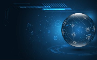 Küresel ağ bağlantısı Dünya haritası soyut teknoloji arka plan küresel iş yeniliği kavramı