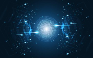 Küresel ağ bağlantısı Dünya haritası soyut teknoloji arka plan küresel iş yeniliği kavramı