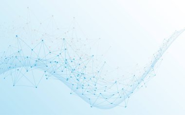 Yenilikçi noktaları ve çizgi iletişim konseptini birleştiren soyut arkaplan