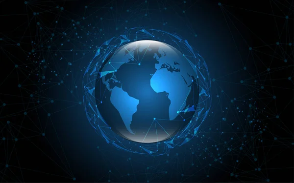 Globale Netzwerkverbindung Weltkarte Abstrakte Technologie Hintergrund Globales Innovationskonzept Für Unternehmen — Stockvektor