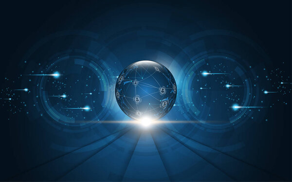 Всемирная карта абстрактных технологий фон глобальной бизнес-инновации концепции