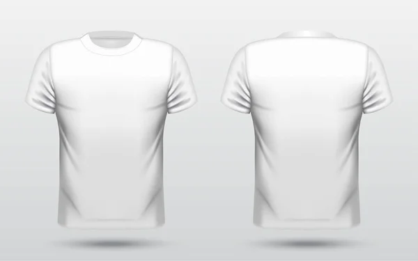 Homens Branco Shirt Modelo Design Frente Verso — Vetor de Stock