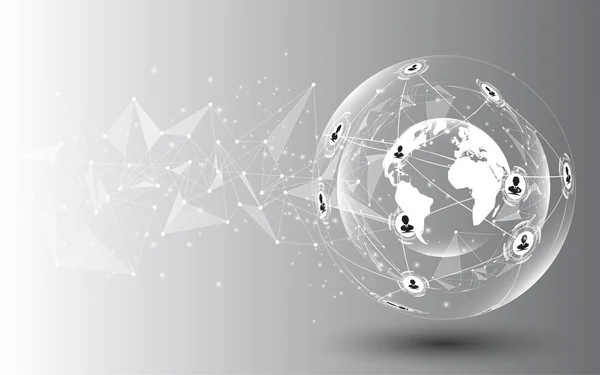 Küresel ağ bağlantısı Dünya haritası soyut teknoloji arka plan küresel iş yeniliği kavramı