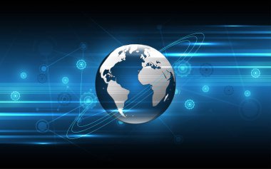 Küresel ağ bağlantısı Dünya haritası soyut teknoloji arkaplan küresel iş yeniliği kavramı