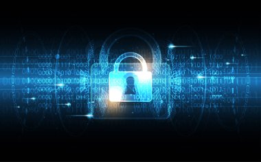 Güvenlik siber dijital konsepti soyut teknoloji arka plan sistem yenilik vektör ilüstrasyonunu koruyor