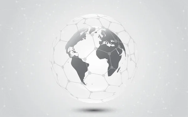 Globale Netzwerkverbindung Weltkarte Abstrakte Technologie Hintergrund Global Business Innovation Concep — Stockvektor