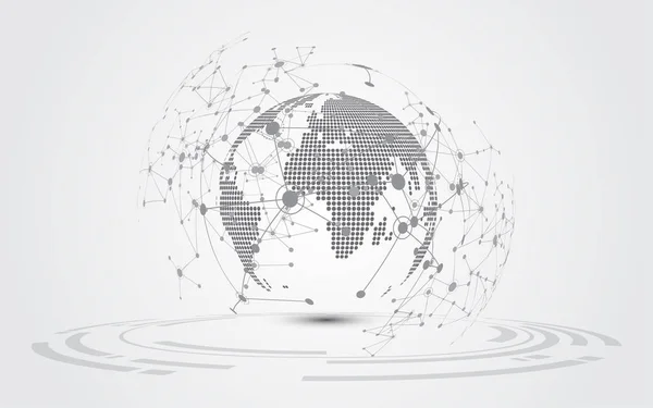 Globale Netzwerkverbindung Weltkarte Abstrakte Technologie Hintergrund Globales Innovationskonzept Für Unternehmen — Stockvektor