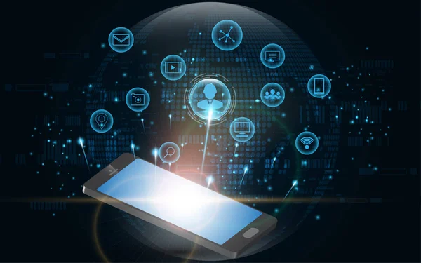 Modern küresel ağ bağlantısı smartphone teknoloji concep