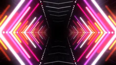 Arka plan ile animasyon uçuş neon ışık ile soyut fütüristik tünelde. Animasyon sorunsuz döngü.