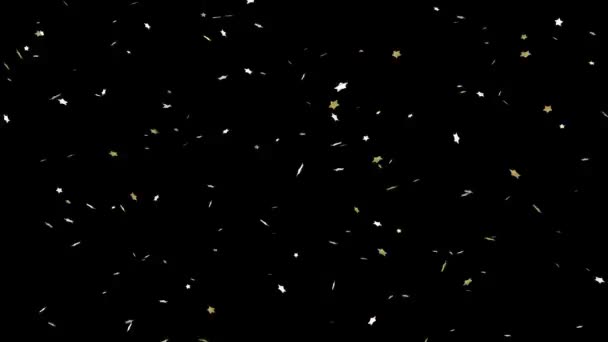 Estrellas Confeti Doradas Sobre Fondo Negro Animación Bucle — Vídeo de stock