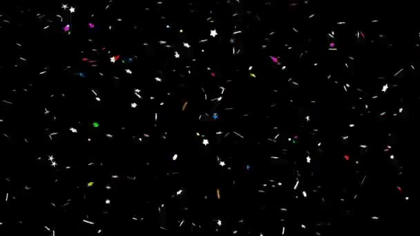 Golden Confetti Stars Black Background Looped Animation — Stock Video