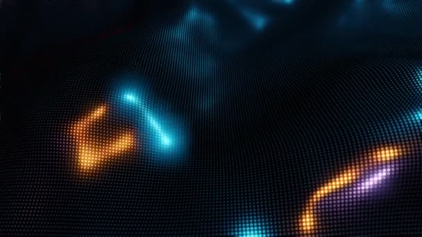 Abstrakt lysande bakgrund av prickar. Stordata. Futuristisk Neon Wave bakgrund. Sömlös loop 3D-animering. — Stockvideo