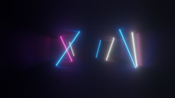 Le linee luminose verticali si muovono nello spazio. Sfondo fluorescente astratto. Sfondo al neon. Animazione loop 4K. — Video Stock