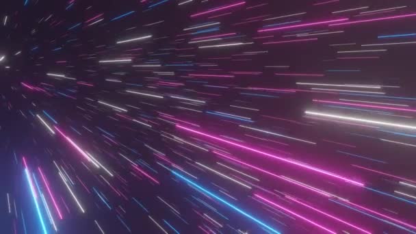 Abstrakt Hyperrymden Bakgrund Ljusets Hastighet Neon Glödande Strålar Rörelse Rör — Stockvideo
