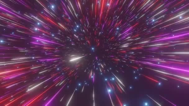 Abstract Hyperspace Background Speed Light Neon Glowing Rays Motion Moving — Stock Video